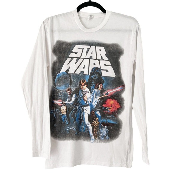 Star Wars Tops - Star Wars Jedi Long Sleeve White Graphic T-Shirt Boys Size Small